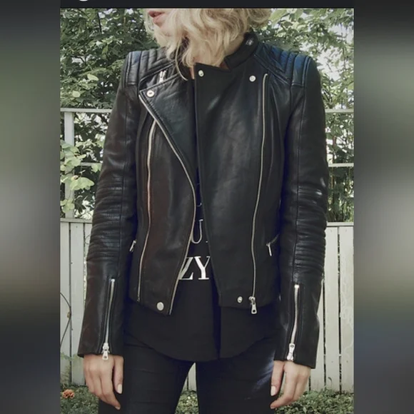 Zara Black Leather Moto Jacket - Picture 1 of 12